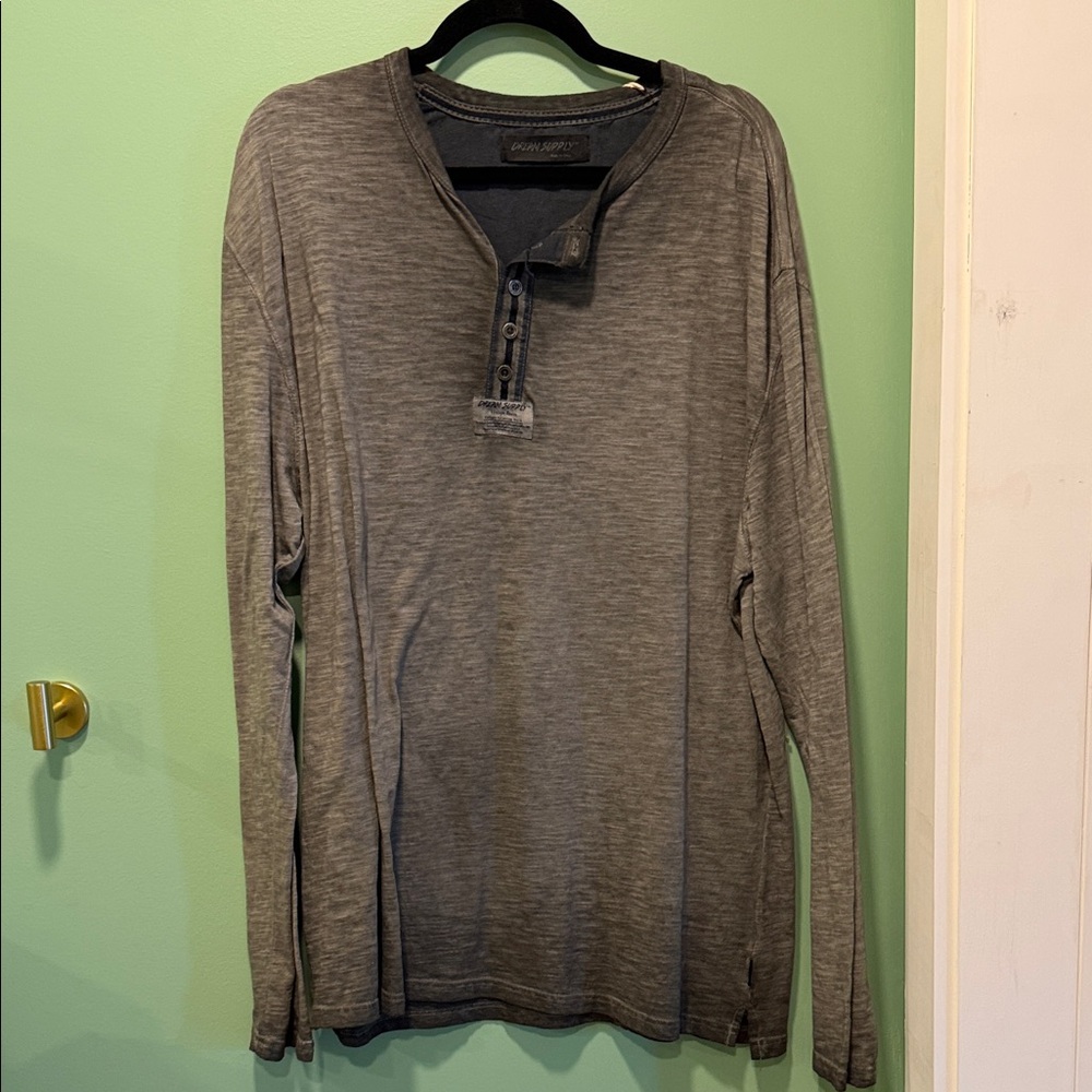Men's Gray Henley Shirt
